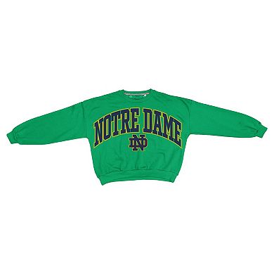 Women's Pressbox Green Notre Dame Fighting Irish Oversized Janice Waist-Length Sweatshirt