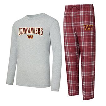 Men's Concepts Sport Burgundy/Heather Gray Washington Commanders Regulate Long Sleeve T-Shirt and Plaid Pant Set
