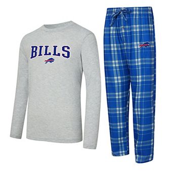 Men's Concepts Sport Royal/Heather Gray Buffalo Bills Regulate Long Sleeve T-Shirt and Plaid Pant Set