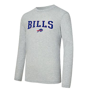 Men's Concepts Sport Royal/Heather Gray Buffalo Bills Regulate Long Sleeve T-Shirt and Plaid Pant Set