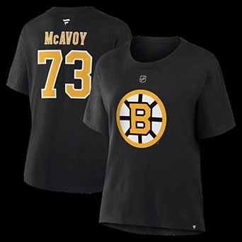 Women's Fanatics Charlie McAvoy Black Boston Bruins Authentic Stack Name & Number T-Shirt