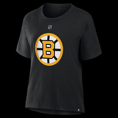 Women's Fanatics Charlie McAvoy Black Boston Bruins Authentic Stack Name & Number T-Shirt