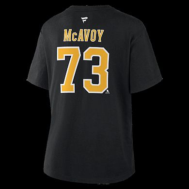 Women's Fanatics Charlie McAvoy Black Boston Bruins Authentic Stack Name & Number T-Shirt