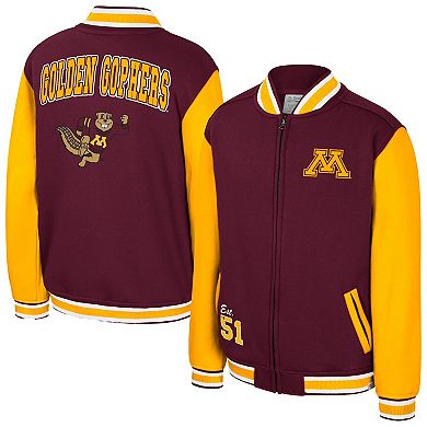 Youth Colosseum Maroon Minnesota Golden Gophers Grand Tour Full-Zip Bomber Jacket