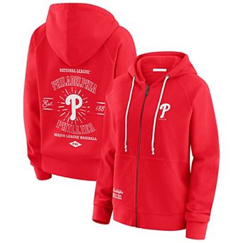 Women's WEAR by Erin Andrews Red Philadelphia Phillies Vintage Full-Zip Raglan Hoodie