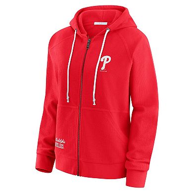 Women's WEAR by Erin Andrews Red Philadelphia Phillies Vintage Full-Zip Raglan Hoodie