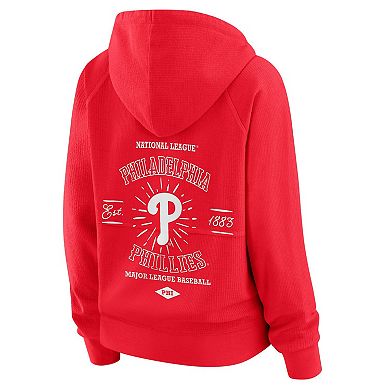 Women's WEAR by Erin Andrews Red Philadelphia Phillies Vintage Full-Zip Raglan Hoodie