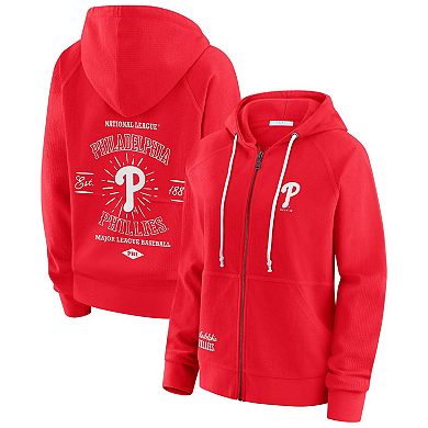 Women's WEAR by Erin Andrews Red Philadelphia Phillies Vintage Full-Zip Raglan Hoodie