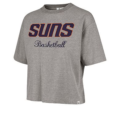 Women's '47 Gray Phoenix Suns Pivot Drop Needle Cropped T-Shirt