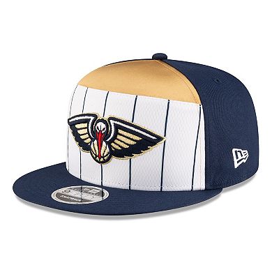 Men's New Era White/Navy New Orleans Pelicans 2025 NBA Tip Off Split Panel 9FIFTY Snapback Hat