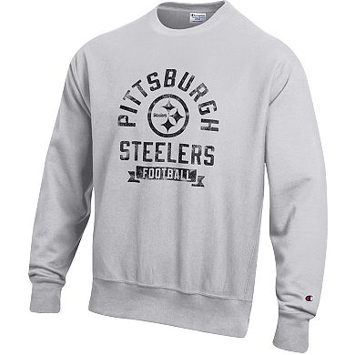 Men's Champion Heather Gray Pittsburgh Steelers Reverse Weave Fleece Pullover Sweatshirt