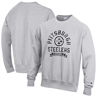 Men's Champion Heather Gray Pittsburgh Steelers Reverse Weave Fleece Pullover Sweatshirt
