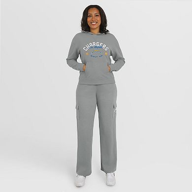 Women's WEAR by Erin Andrews Gray Los Angeles Chargers Waffle-Knit Long Sleeve Hooded Shirt & Pants Lounge Set