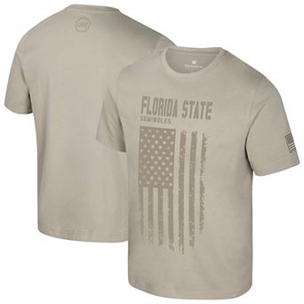 Men's Colosseum Oatmeal Florida State Seminoles Operation Hat Trick Dune Flag T-Shirt