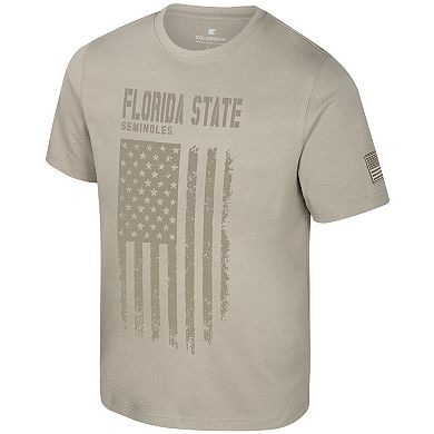 Men's Colosseum Oatmeal Florida State Seminoles Operation Hat Trick Dune Flag T-Shirt