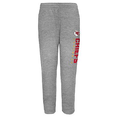 Youth Outerstuff Heather Gray Kansas City Chiefs Run Hard Fleece Sweatpants