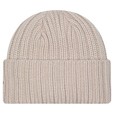 Men's New Era Light Beige Las Vegas Raiders Logo Applique Cuffed Knit Hat
