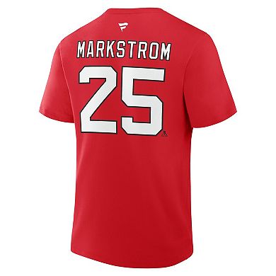 Men's Fanatics Jacob Markstrom Red New Jersey Devils Authentic Stack Name & Number T-Shirt
