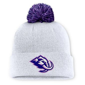 Men's Fanatics White Utah Mammoth Authentic Pro Hockey Fights Cancer Cuffed Knit Hat with Pom