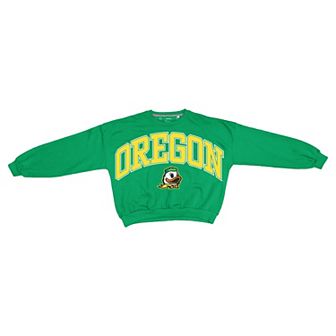Women's Pressbox Green Oregon Ducks Oversized Janice Waist-Length Sweatshirt