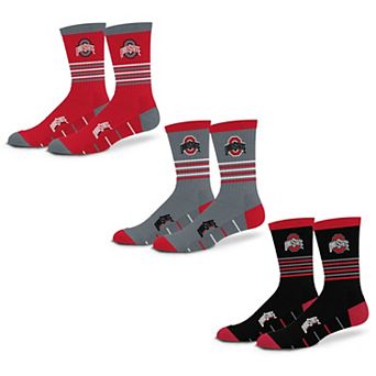 Unisex Starter Ohio State Buckeyes Stripe Zones Socks 3 Pack