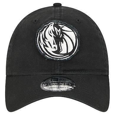 Men's New Era Black Dallas Mavericks Stamp Fabric Applique 9TWENTY Adjustable Hat