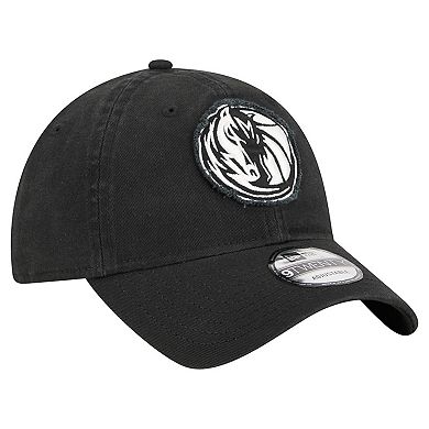 Men's New Era Black Dallas Mavericks Stamp Fabric Applique 9TWENTY Adjustable Hat