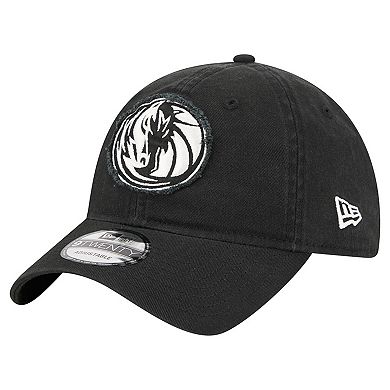 Men's New Era Black Dallas Mavericks Stamp Fabric Applique 9TWENTY Adjustable Hat