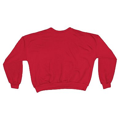 Women's Pressbox Red Maryland Terrapins Oversized Janice Waist-Length Sweatshirt