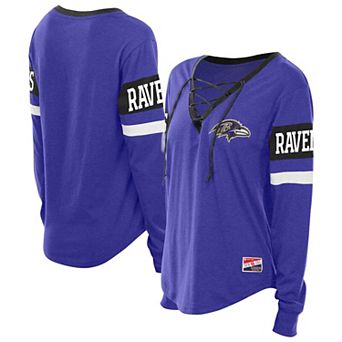 Women's New Era Purple Baltimore Ravens Throwback Lace-Up Long-Sleeve T-Shirt