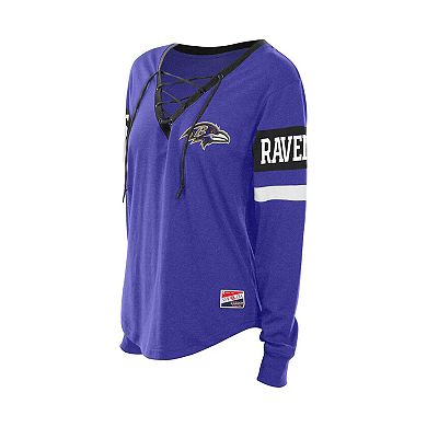 Women's New Era Purple Baltimore Ravens Throwback Lace-Up Long-Sleeve T-Shirt