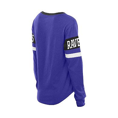 Women's New Era Purple Baltimore Ravens Throwback Lace-Up Long-Sleeve T-Shirt