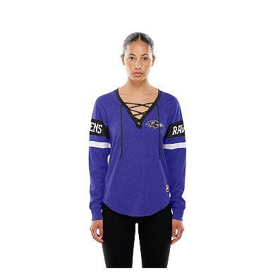 Women's New Era Purple Baltimore Ravens Throwback Lace-Up Long-Sleeve T-Shirt