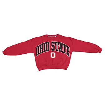 Women's Pressbox Scarlet Ohio State Buckeyes Oversized Janice Waist-Length Sweatshirt