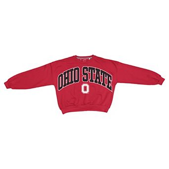Women's Pressbox Scarlet Ohio State Buckeyes Oversized Janice Waist-Length Sweatshirt