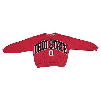 Women's Pressbox Scarlet Ohio State Buckeyes Oversized Janice Waist-Length Sweatshirt