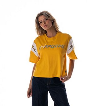 Women's The Wild Collective Gold Los Angeles Chargers Charger Power Contrast Sleeve Insert T-Shirt