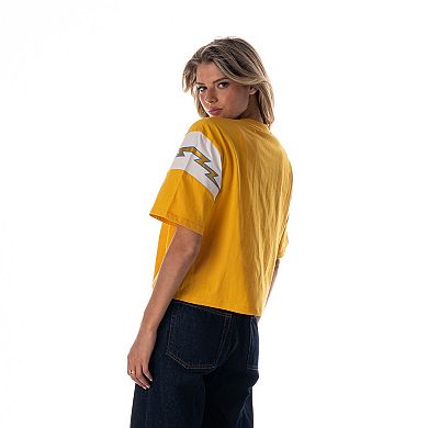 Women's The Wild Collective Gold Los Angeles Chargers Charger Power Contrast Sleeve Insert T-Shirt