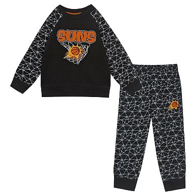 Toddler Outerstuff Black Phoenix Suns Nothing But Net Fleece Sweatshirt & Pants Set