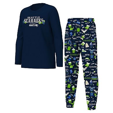 Youth Outerstuff College Navy Seattle Seahawks Chestnut Holiday Sleep Set