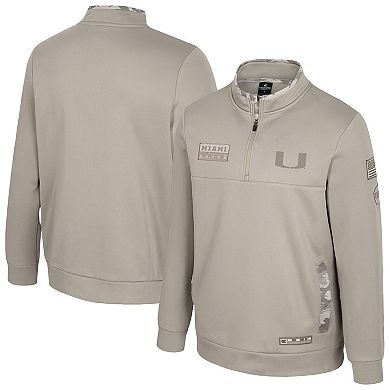 Men's Colosseum Oatmeal Miami Hurricanes Operation Hat Trick Battalion Quarter-Zip Pullover