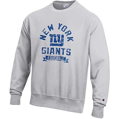 Men's Champion Heather Gray New York Giants Reverse Weave Fleece Pullover Sweatshirt