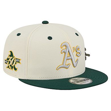 Men's New Era Cream Athletics Mascot Pin 9FIFTY Snapback Hat