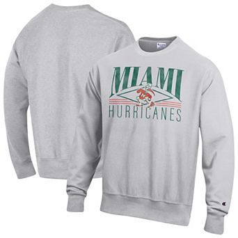 Men's Champion Gray Miami Hurricanes Reverse Weave Fleece Sweatshirt