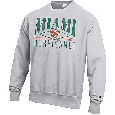 Men's Champion Gray Miami Hurricanes Reverse Weave Fleece Sweatshirt