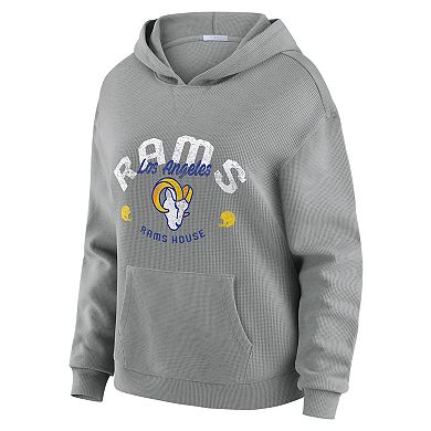 Women's WEAR by Erin Andrews Gray Los Angeles Rams Waffle-Knit Long Sleeve Hooded Shirt & Pants Lounge Set