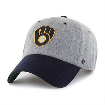Men's '47 Gray/Navy Milwaukee Brewers Golden Age Wool Clean Up Adjustable Hat