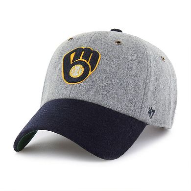 Men's '47 Gray/Navy Milwaukee Brewers Golden Age Wool Clean Up Adjustable Hat