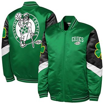 Youth Mitchell & Ness Green Boston Celtics Throw It Back Heavyweight Full-Zip Satin Jacket