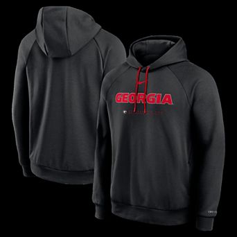 Men's Nike Black Georgia Bulldogs 2025 Courtside Basketball Practice Raglan Dri-FIT Hoodie